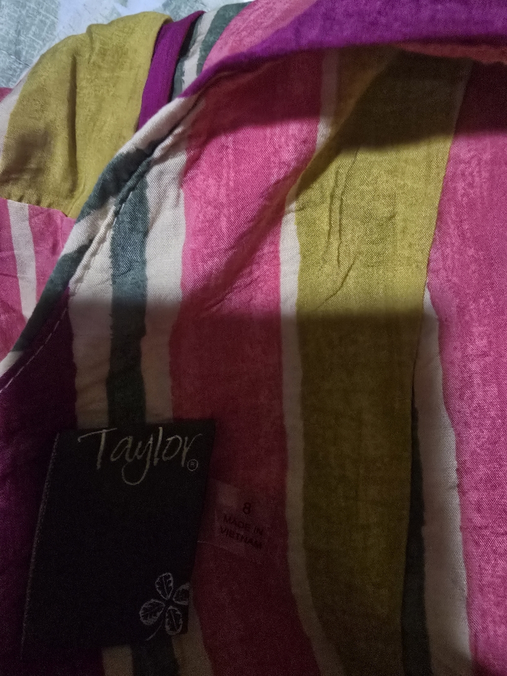 Taylor Pink, Green & Yellow Striped Tiered Maxi Dress with Waist Tie - Picture 12 of 12